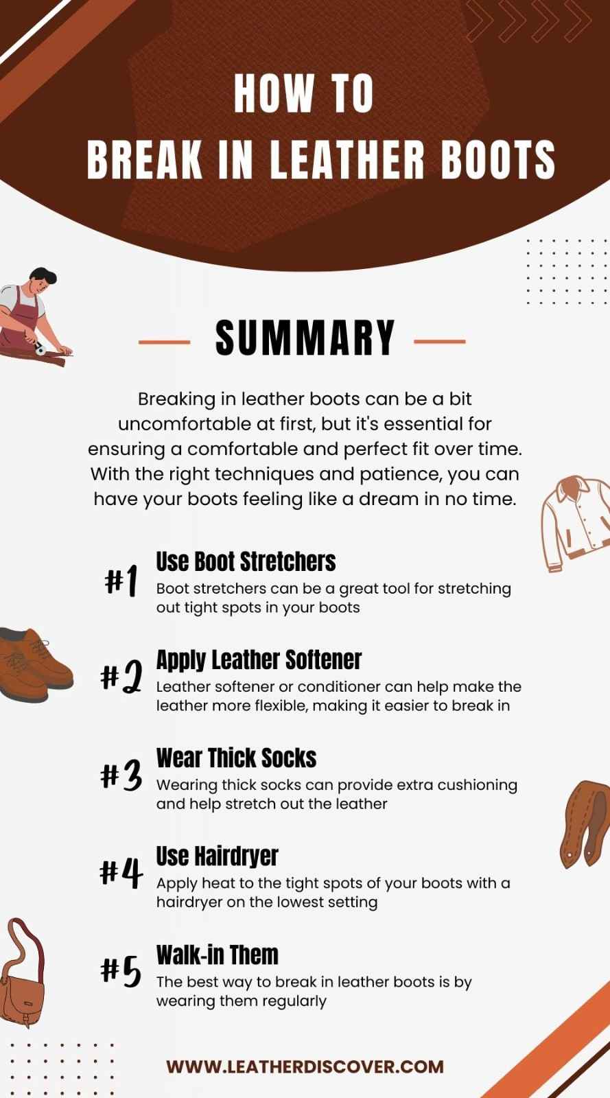 How to Break in Leather Boots Infographic