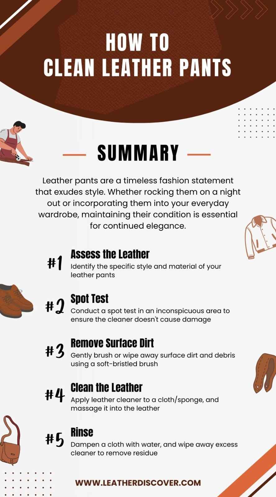 How to Clean Leather Pants Infographic