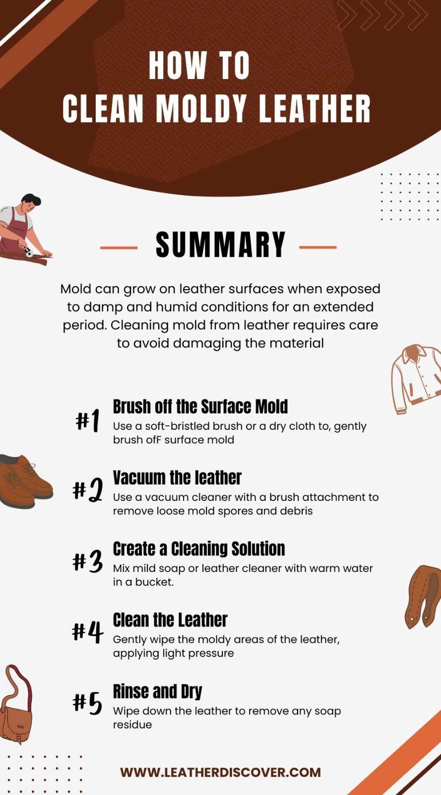 How to Clean Moldy Leather Infographic