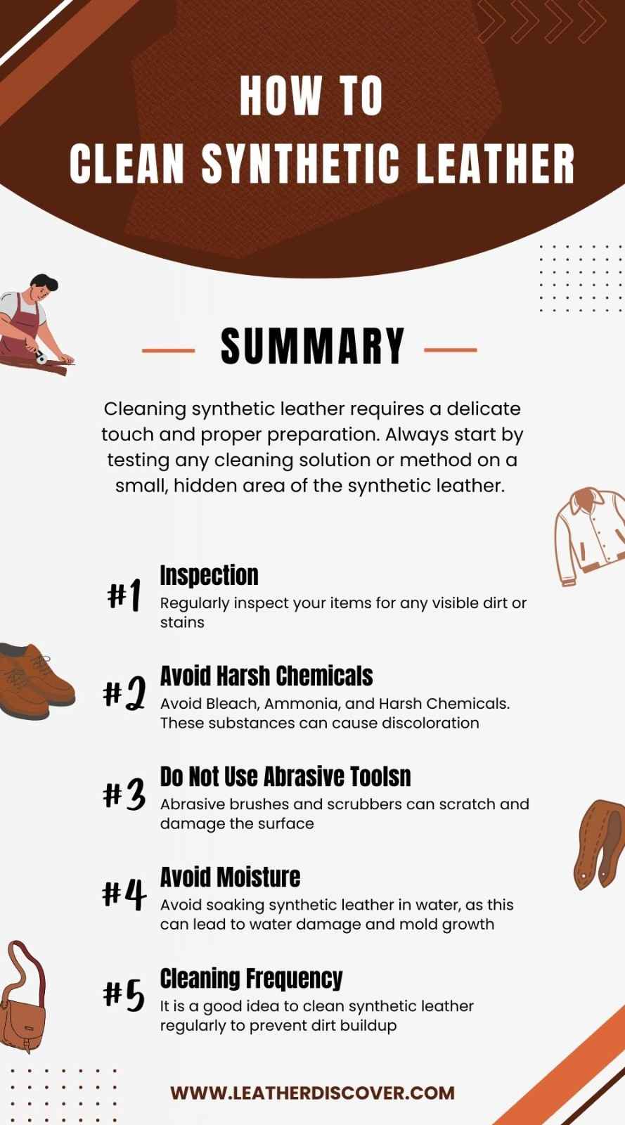 How to Clean Synthetic Leather Infographic