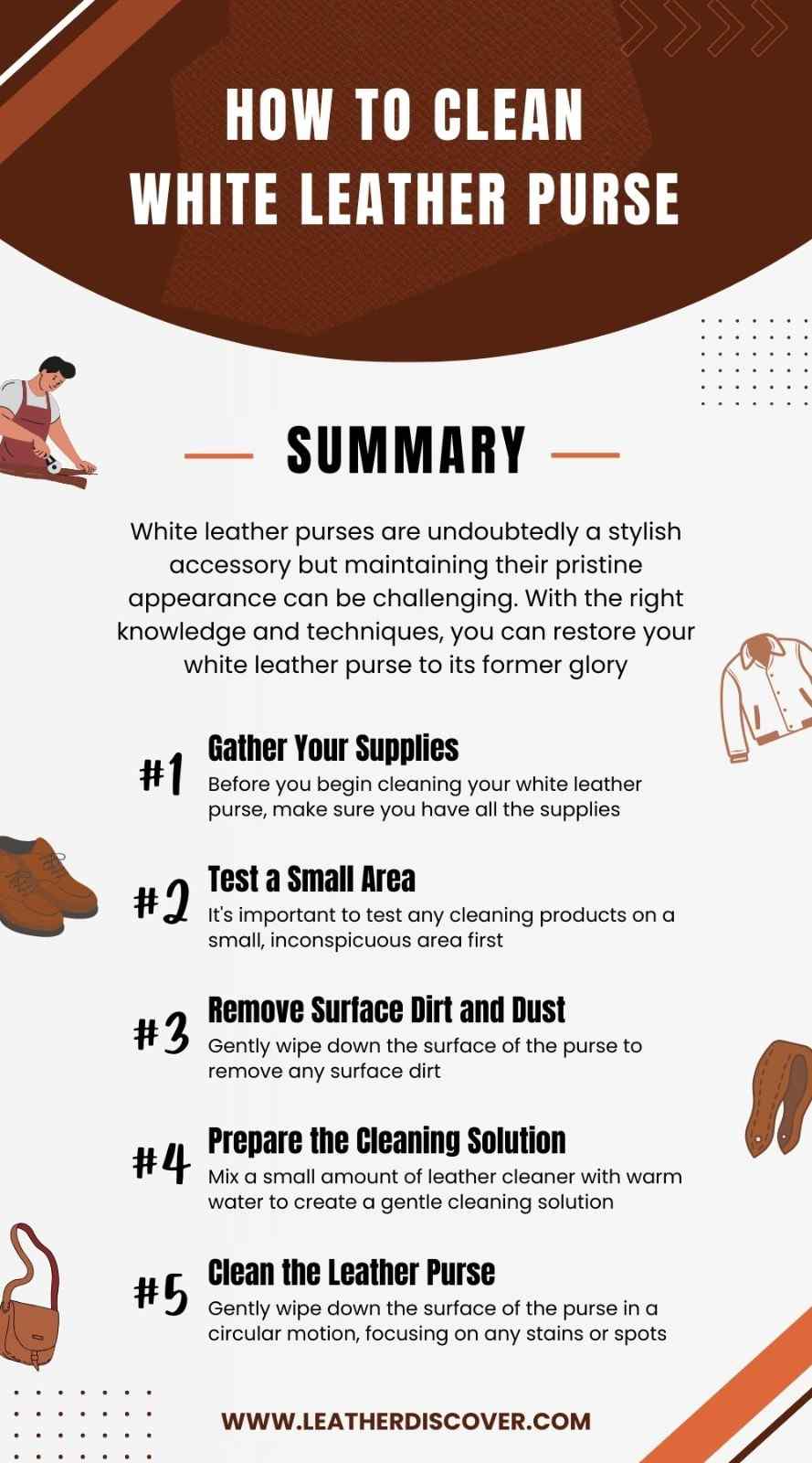 How to Clean White Leather Purse Infographic