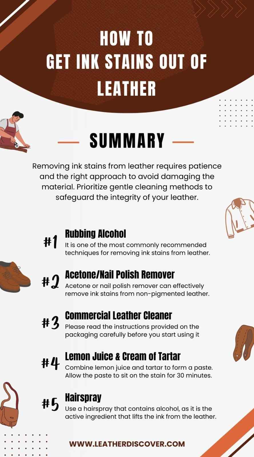 How to Get Ink Stains Out of Leather Infographic