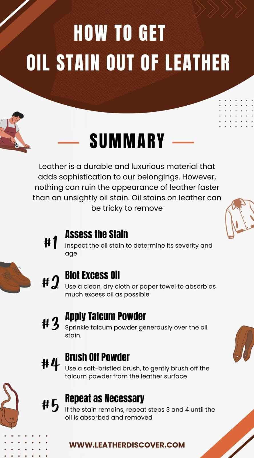 How to Get Oil Stain Out of Leather Infographic