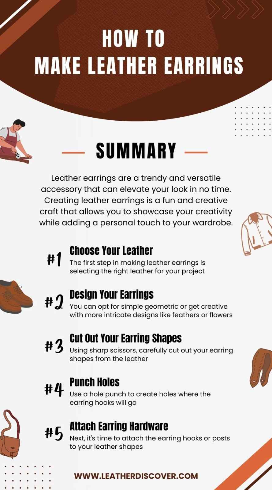 How to Make Leather Earrings Infographic