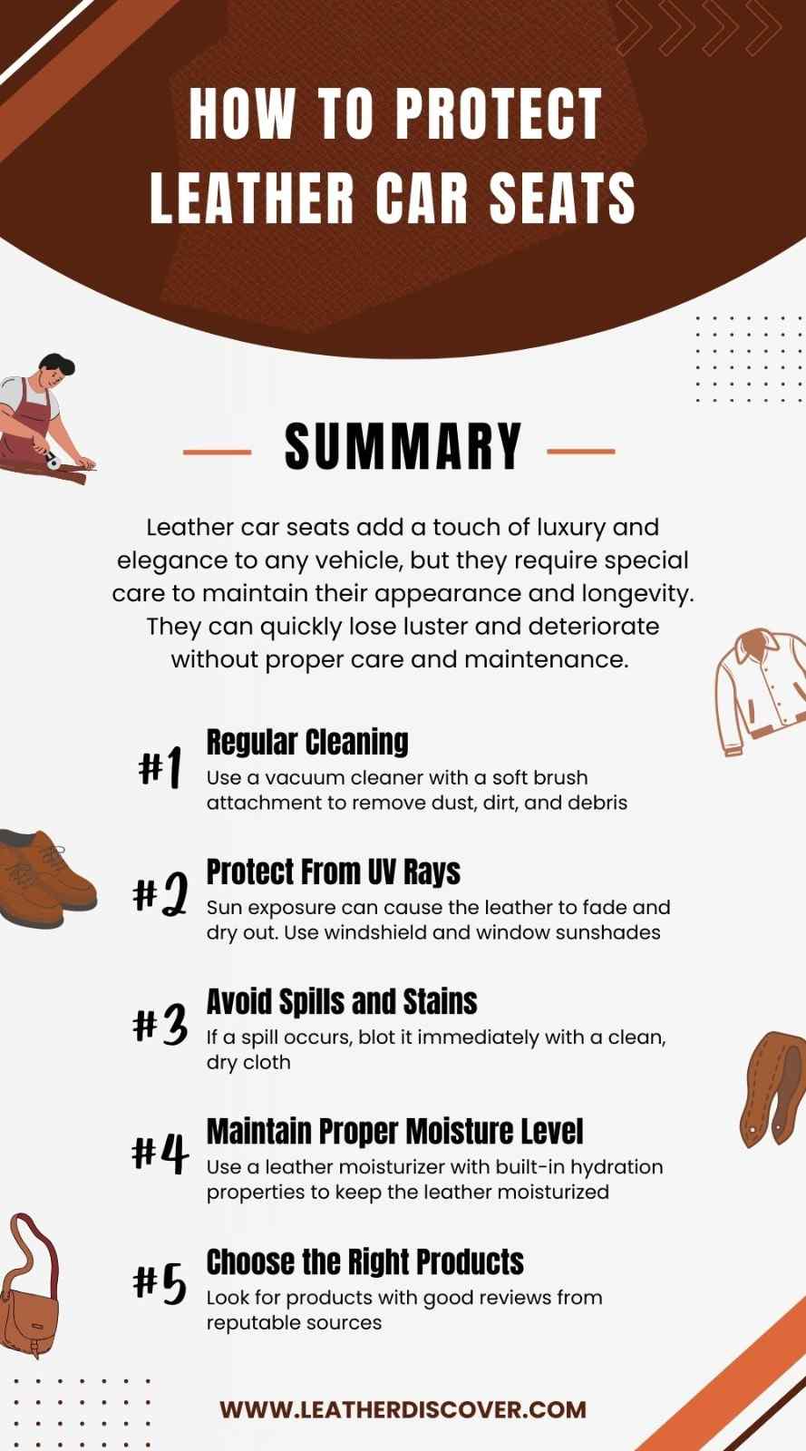 How to Protect Leather Car Seats Infographic