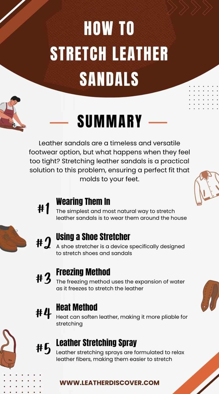 How to Stretch Leather Sandals Infographic