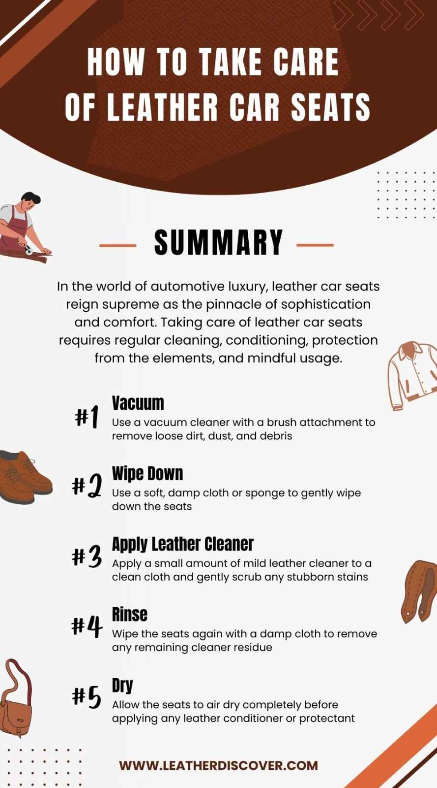 How to Take Care of Leather Car Seats Infographic