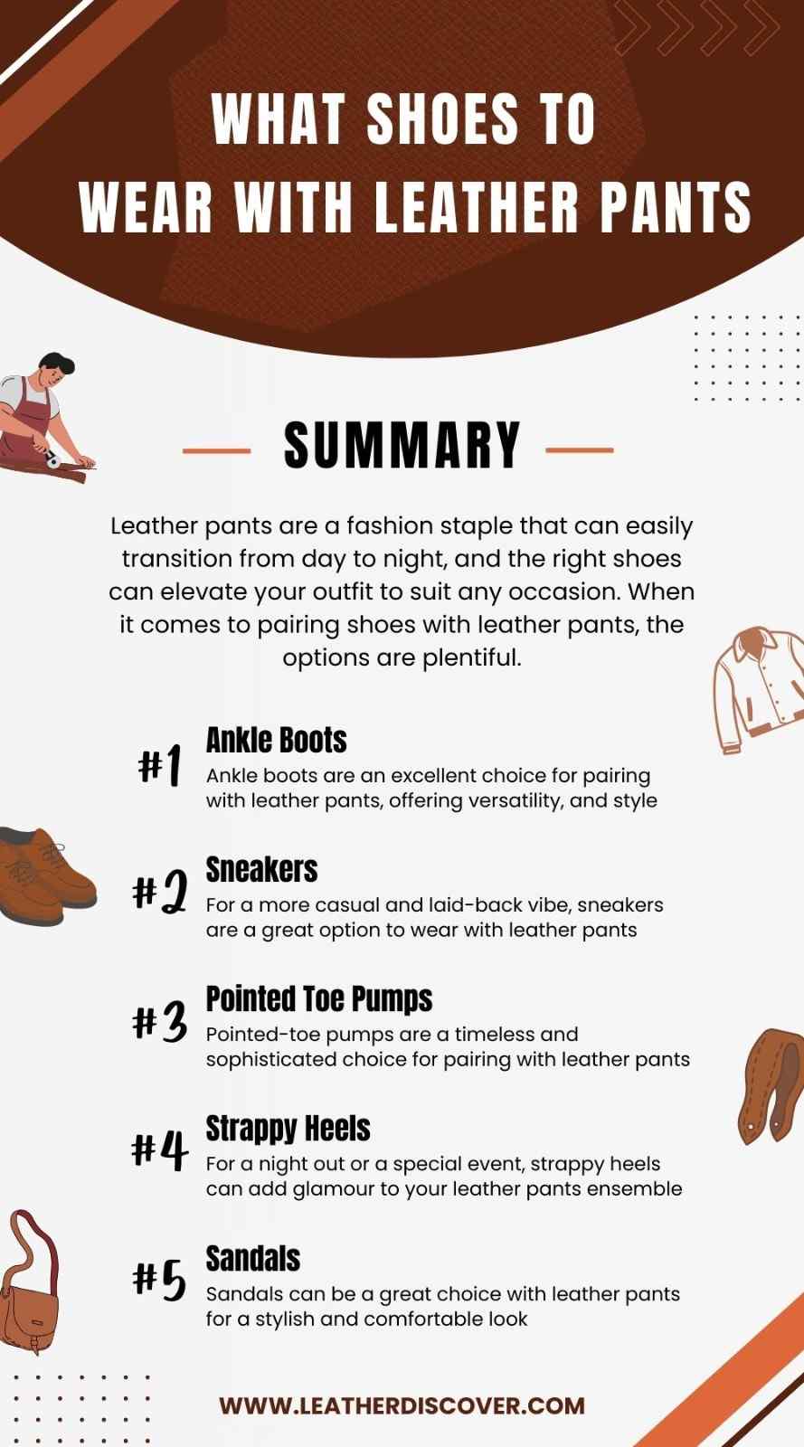 What Shoes to Wear With Leather Pants Infographic