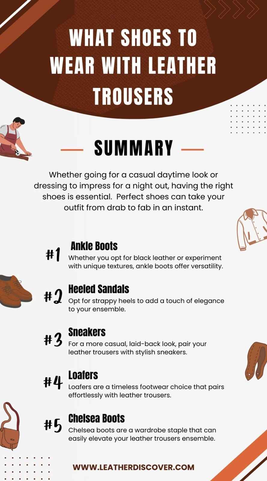 What Shoes to Wear With Leather Trousers Infographic