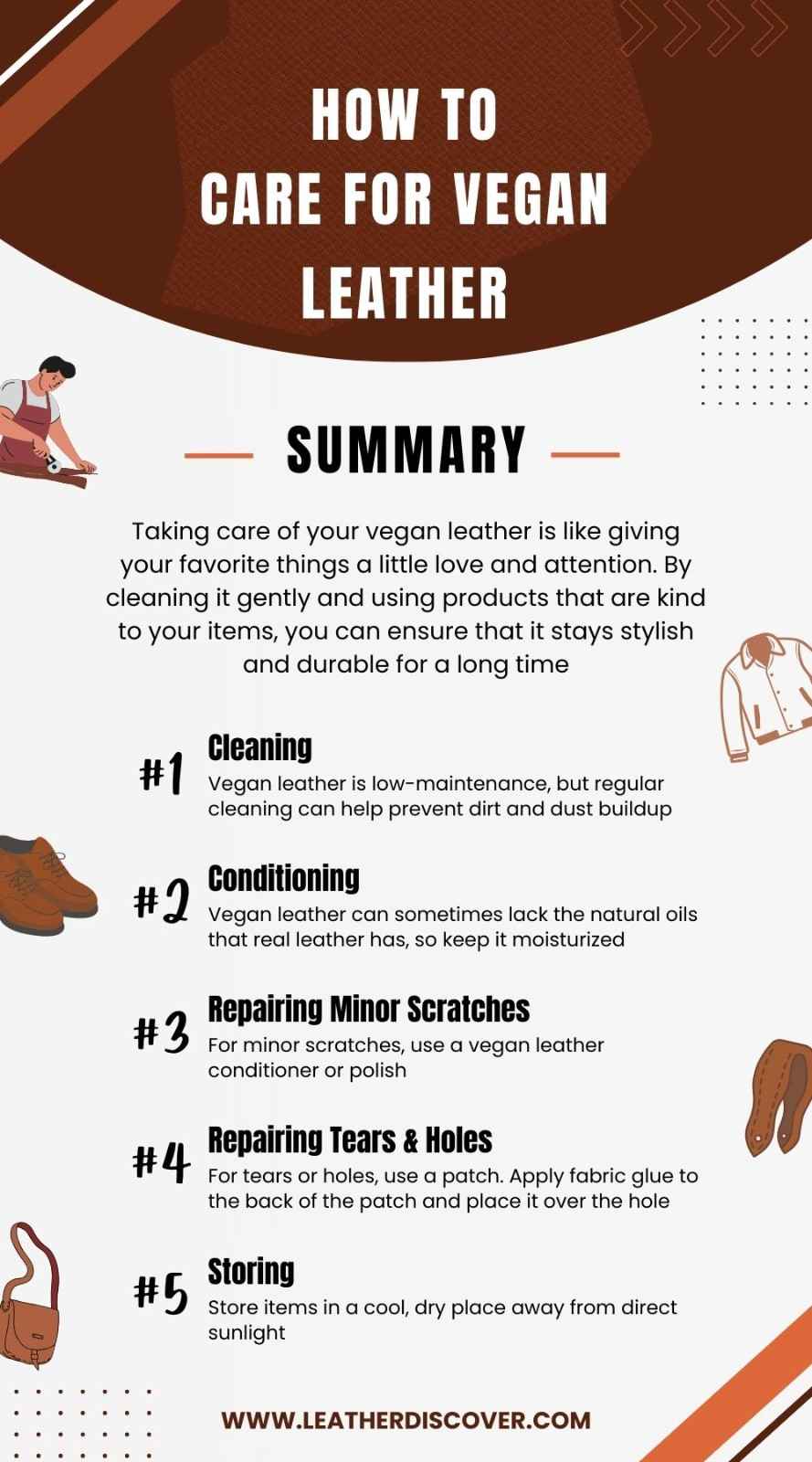 How to Care for Vegan Leather Infographic