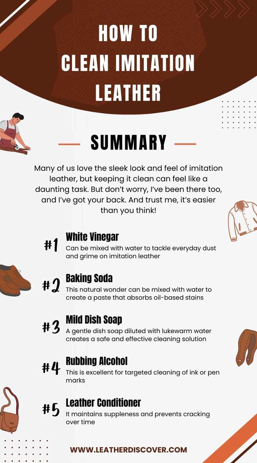 How to Clean Imitation Leather Infographic