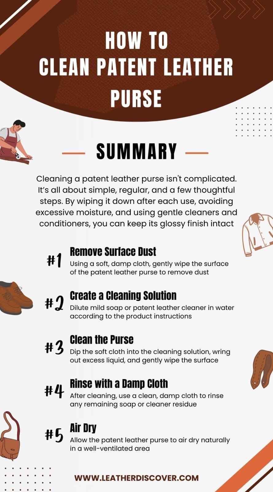 How to Clean Patent Leather Purse Infographic