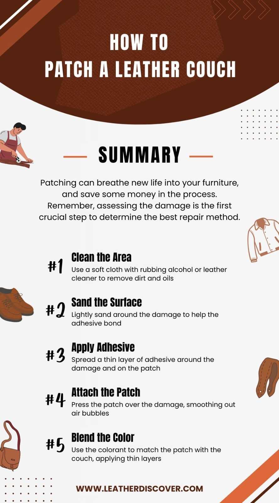 How to Patch a Leather Couch Infographic