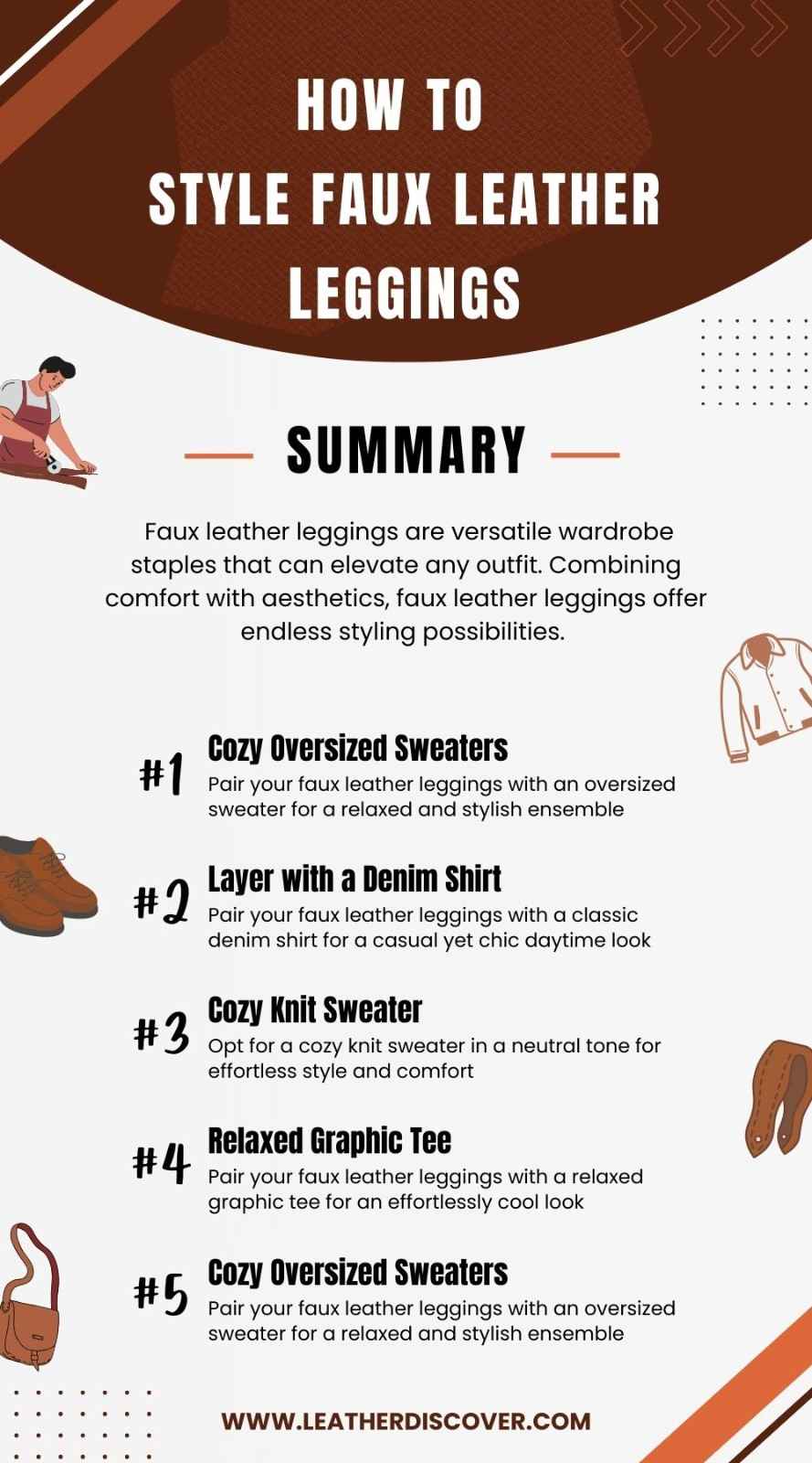 How to Style Faux Leather Leggings Infographic