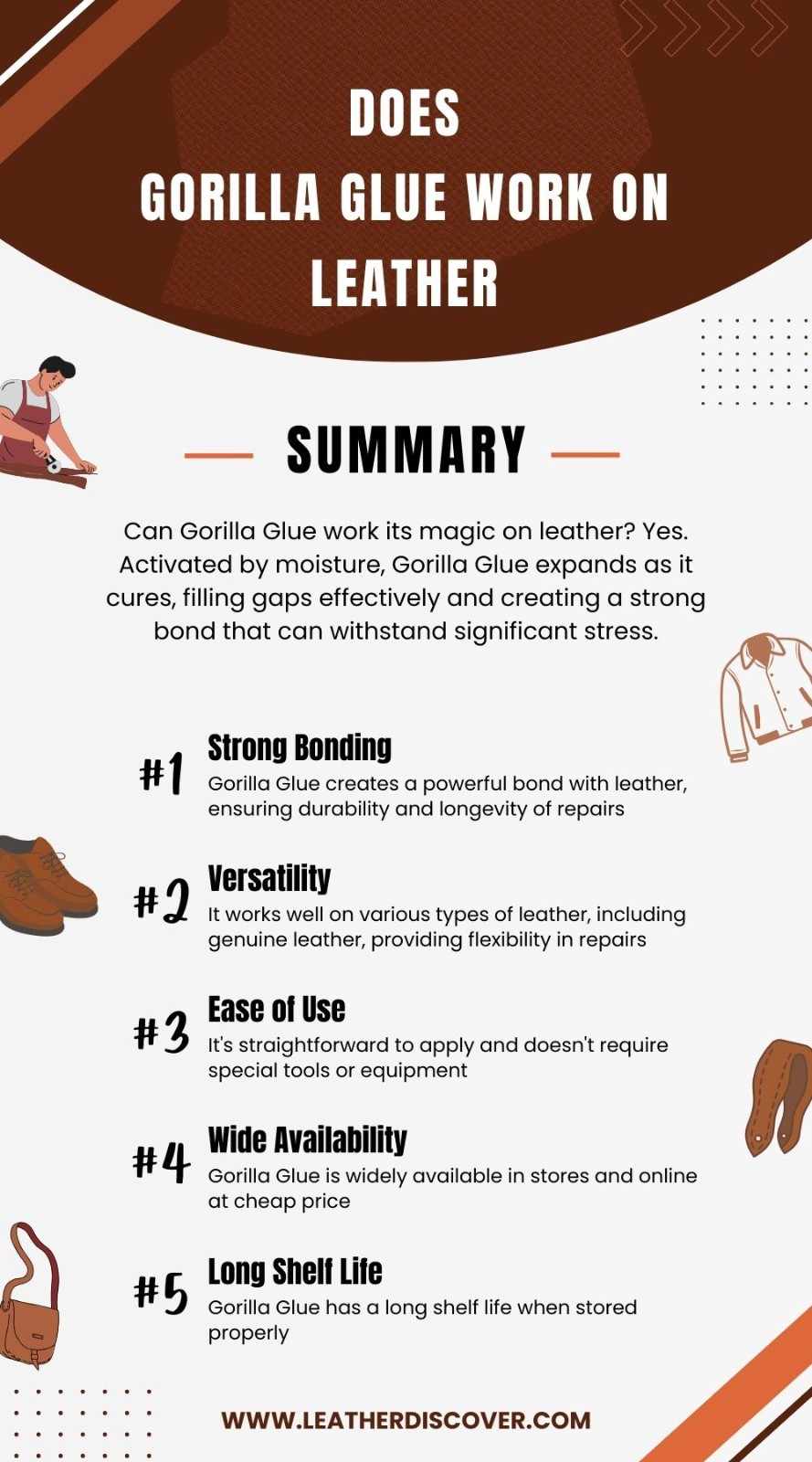 Does Gorilla Glue Work on Leather Infographic