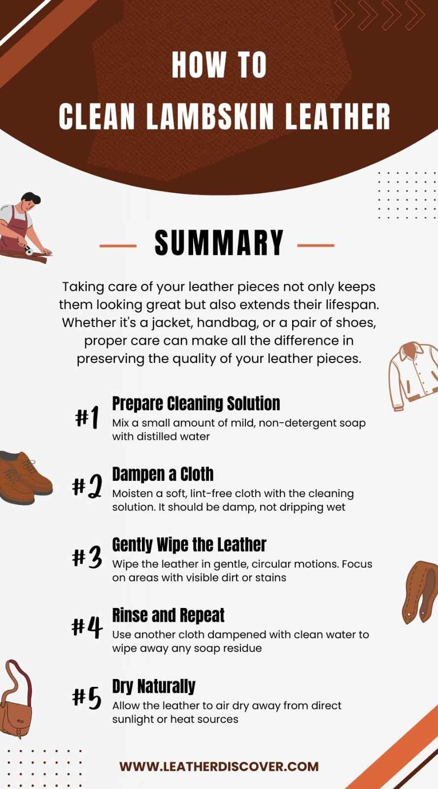 How to Clean Lambskin Leather Infographic